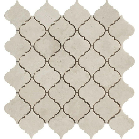 Arabesque Crema Nouva Polished Marble Waterjet Mosaic Tile