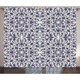 thumbnail image 1 of Ambesonne Orient Curtains 2 Panel Set, Moroccan Oriental, 108" x 63", Vermilion Indigo, 1 of 2