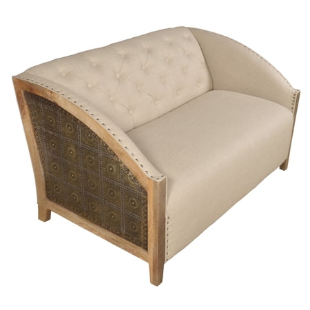Arabesque Panel Design Wood Love Seat 54 Inches