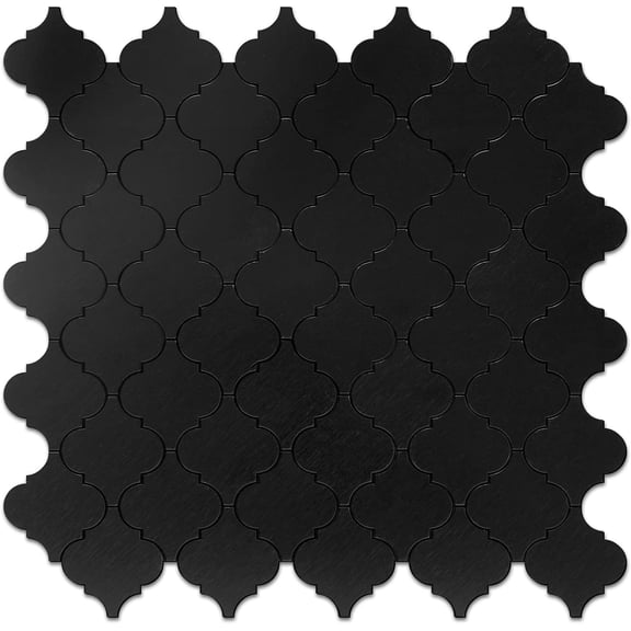 Arabesque Peel and Backsplash Tile, Backsplash for Kitchen and Bathroom, Black and Composite Mosaic Tiles (10 Sheets)
