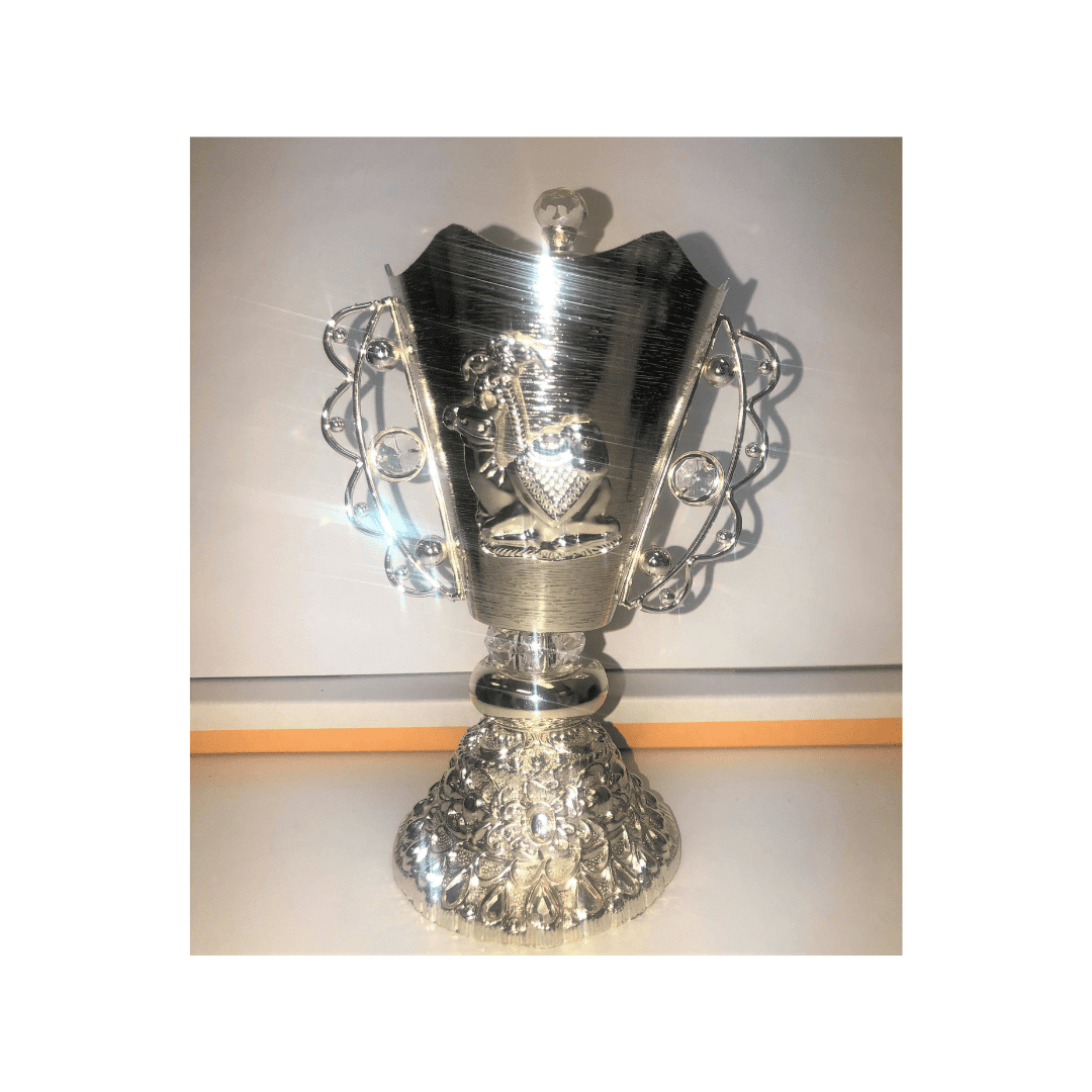 Arabia Incense/Bakhoor Burner (Mabkhara) -Oud Burner, Metal,Tray Inside 8 inch Tall (Silver)