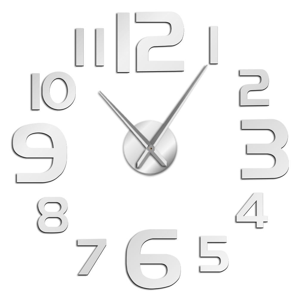 Arabia Numerals DIY Wall Clock 3D Mirror Effect Acrylic Stickers Clocks ...
