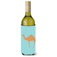 thumbnail image 1 of Arabian Camel Dromedary Blue Check Wine Bottle Beverge Insulator Hugger, 1 of 1