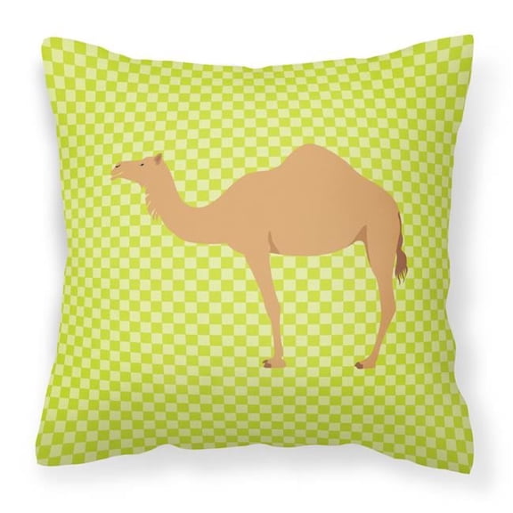 Arabian Camel Dromedary Green Fabric Decorative Pillow - 18 x 18 in.