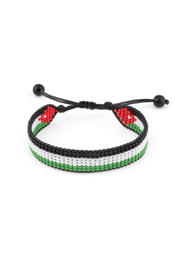 Jordan Flag Bracelet: Handmade Bracelet,Adjustable Beaded Boho-Style Rope Bangle with Patriotic Design