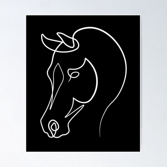 Arabian Horse Face One Line Art Poster Wall Art, Modern Wall Decor For Living Room Bedroom, 8x12 UNFRAMED