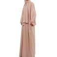 thumbnail image 1 of Arabian Muslim Women's Hijab Attached Hoodie Long Sleeve Solid Color Casual Pocket Prayer Islamic Abaya Maxi Dress, 1 of 1