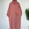 thumbnail image 1 of Arabian Muslim Women's Hijab Attached Hoodie Long Sleeve Solid Color Casual Pocket Prayer Islamic Abaya Maxi Dress, 1 of 1