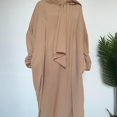thumbnail image 1 of Arabian Muslim Women's Hijab Attached Hoodie Long Sleeve Solid Color Casual Pocket Prayer Islamic Abaya Maxi Dress, 1 of 1