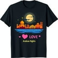 Arabian Nights TShirt with Bats and Heart Design Dark Blue