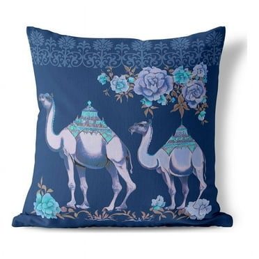 Arabian Traveler Throw Pillow in Blue 16 x 16