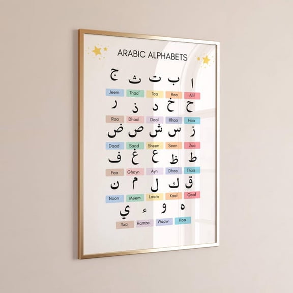 Arabic Alphabet Poster, Arabic Letters Wall Art, Arabic Alphabet Chart , Islamic Nursery Decor, Learn Arabic Poster, Arabic Wall Art, Unframed Paper Poster 8x10in