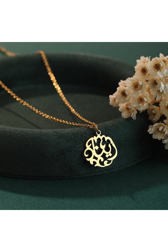 Arabic Calligraphy Pendant Stainless Steel Women's Islamic Muslim Talisman Pendant Jewelry