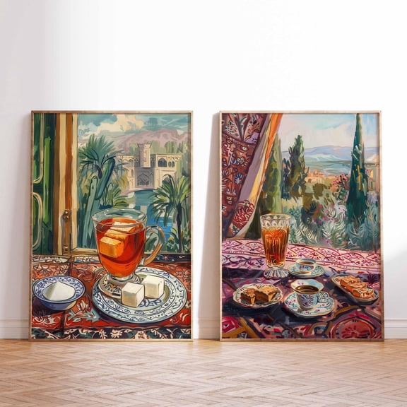 Arabic Coffee Coffee Prints Kitchen Decor Coffee Print Islamic Decor Food Art Set 2 Unframed Paper Print 8x12