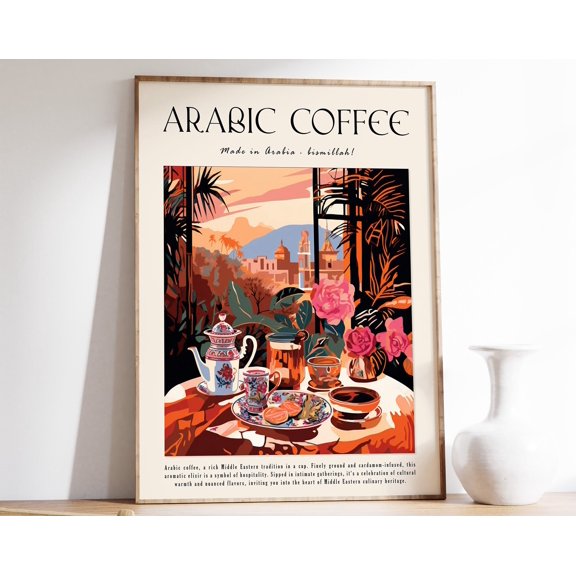 Arabic Coffee Poster Retro Kitchen Decor Islamic Food Art