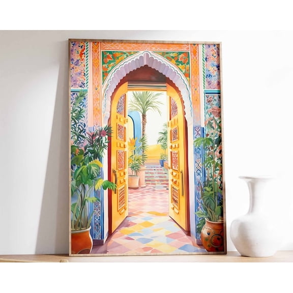Arabic Doorway Moroccan Islamic Wall Art Print, Unframed Paper Poster 8x10in