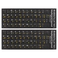 thumbnail image 1 of Arabic-English Keyboard Stickers PC Keyboard Stickers Black Background with White Yellow Lettering 2Pcs, 1 of 3