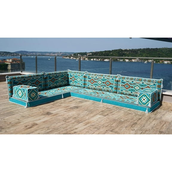 Arabic Floor Pillows, Sleeper Sofa, Turquoise Diwan Sofa, Turkish Sofa Seating, Sofa Bed, Floor Seating Sofa, Arabic Majlis, Floor Cushions