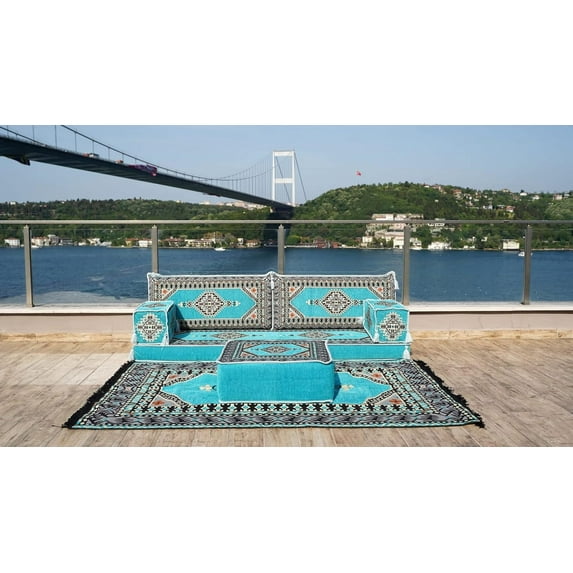 Arabic Floor Pillows, Turquoise Sleeper Sofa, Floor Cushions, Sofa Bed, Arabic Sofa, Modular Sectional, Turkish Sofa Seating Sofa, Convertible Sofa