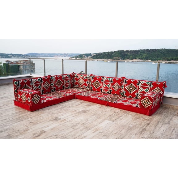 Arabic Floor Seating, L Shaped Red Sofa Bed, Turkish Sofa, Floor Cushion Seating, Sleeper Couch, Modular Sofa, Foam Couch, Folding Sofa Bed