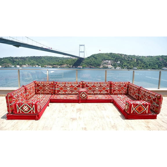 Arabic Floor Seating, Modular Sofa, U Shaped Sofa Bed, Red Turkish Sofa, Floor Cushion Seating, Diwan Sofa, Sleeper Couch