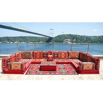 Arabic Floor Seating, U Shaped Sofa Bed, Diwan Sofa, Red Turkish Sofa, Floor Cushion Seating, Modular Sofa, Arabic Majlis, Sofa Cushions