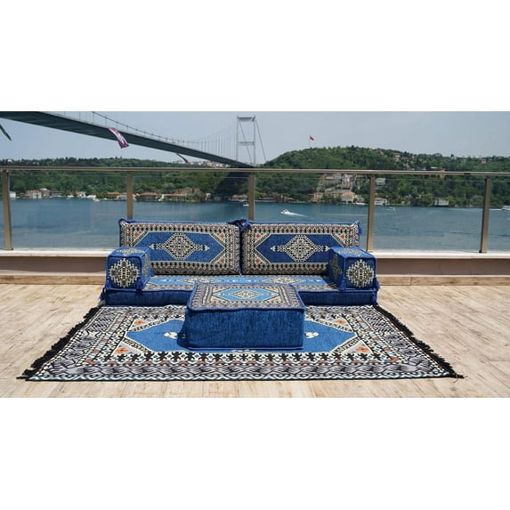 Arabic Floor Sofa Set, Blue Modular Sofa, Floor Cushions, Turkish Sofa, Sleeper Couch, Sofa Bed, Floor Sofa, Ethnic Sofa, Folding Sofa Bed, Arabic Majlis