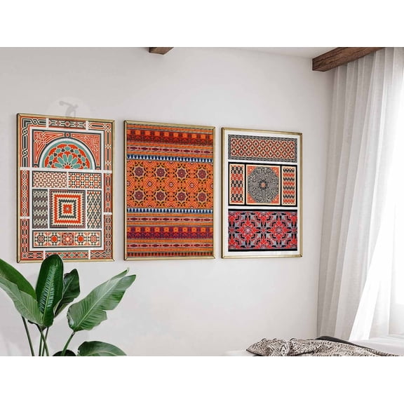 Arabic Geometric Pattern Islamic Art Set 3 Stretched Canvas 12x18