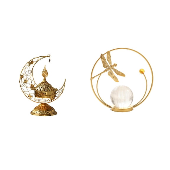 Arabic Incense Burner Crystal Ball Sculpture Iron Figurine Elegant Design for Living Room Bedroom Office Decor