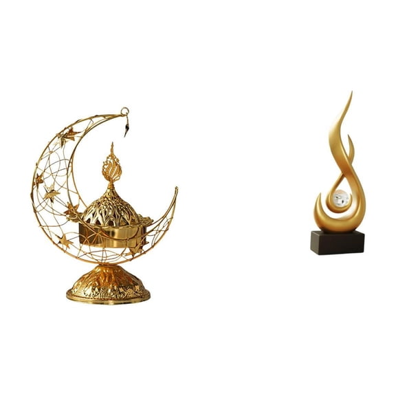 Arabic Incense Holder Cone Burner Middle Eastern Abstract Fire Sculpture Iron Material for Home Office Desk