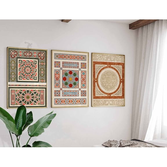 Arabic Islamic Pattern Geometric Wall Art Set 3 Unframed Paper Print 8x12