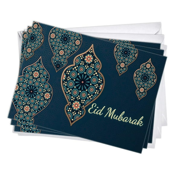 Arabic Lantern Design Ramadan/Eid Mubarak Greeting Cards | 3 Pack Set (5x7)