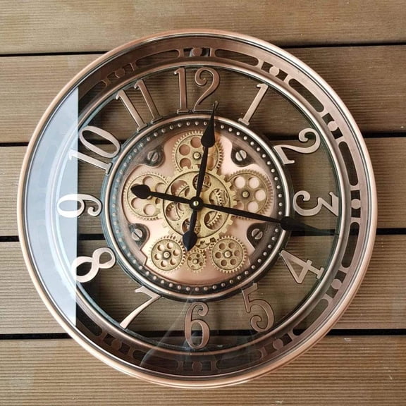 Arabic Numeral Copper 21 Inch Steampunk Gear Wall Clock With Copper Arabic