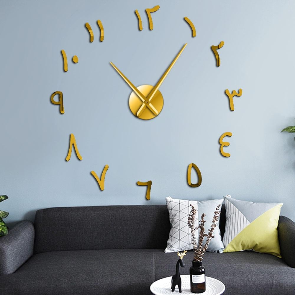Arabic Numerals DIY Giant Wall Clocks Arabic Numbers Acrylic Mirror ...