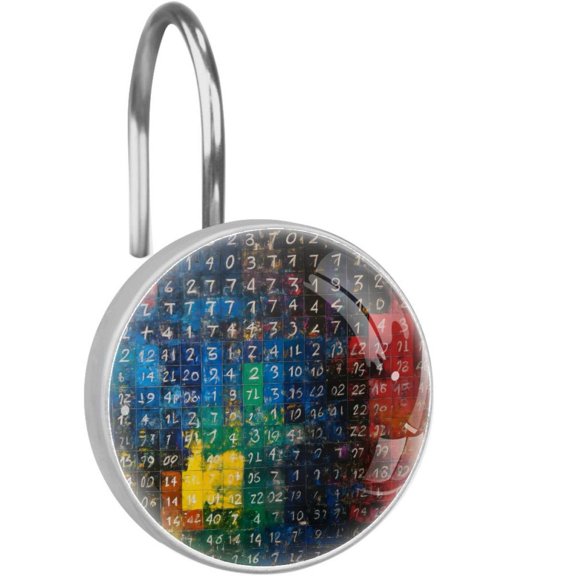 Arabic Numerals Table Shower Curtain Hooks Round Crystal Glass, Set of 12 Shower Curtain Rings - Shower Hooks for Curtain Shower Rings