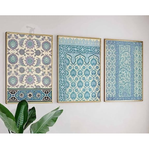 Arabic Pattern Art Print Set, Islamic Wall Decor, Stretched Canvas