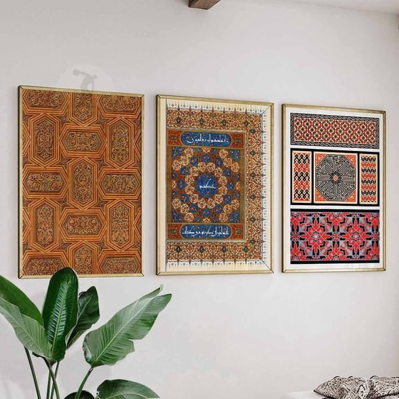 Arabic Pattern Poster Set Modern Gallery Wall Art Prints Set 3 Stretched Canvas 16x24