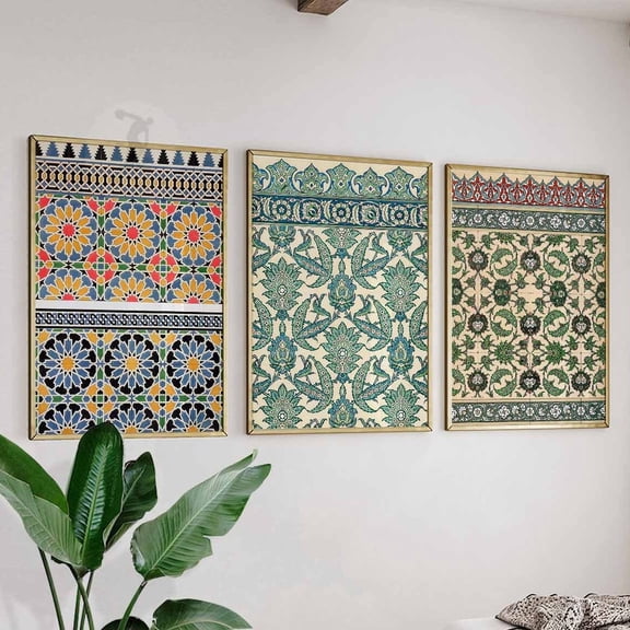 Arabic Pattern Poster Set Modern Gallery Wall Art Prints Set 3 Stretched Canvas 8x12