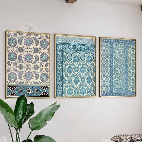 Arabic Pattern Poster Set Modern Gallery Wall Art Prints Set 3 Stretched Canvas 8x12