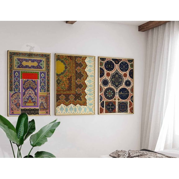 Arabic Prints Islamic Wall Art Islamic Decor Arabic Decor Middle Eastern Mughal Set 3 Stretched Canvas 16x24