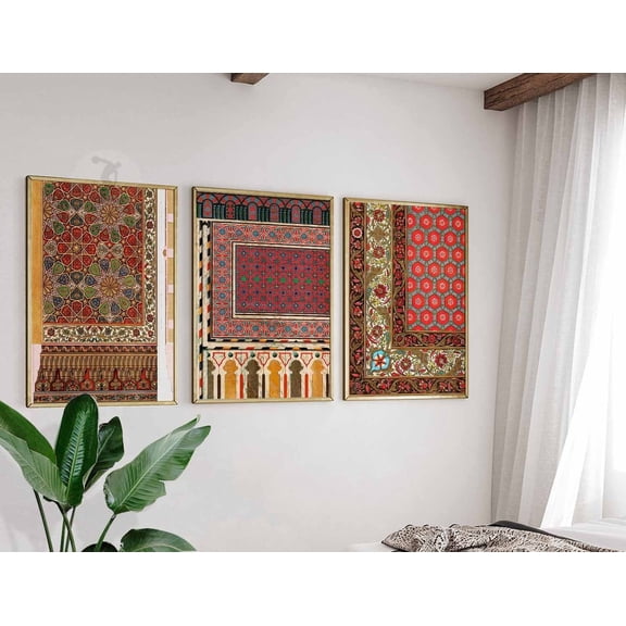 Arabic Prints Islamic Wall Art Islamic Decor Arabic Decor Middle Eastern Mughal Set 3 Stretched Canvas 16x24