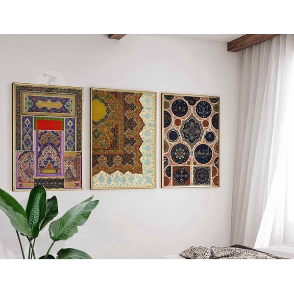 Arabic Islamic Pattern Middle Eastern Decor Art Set 3 Unframed Paper Print 16x24