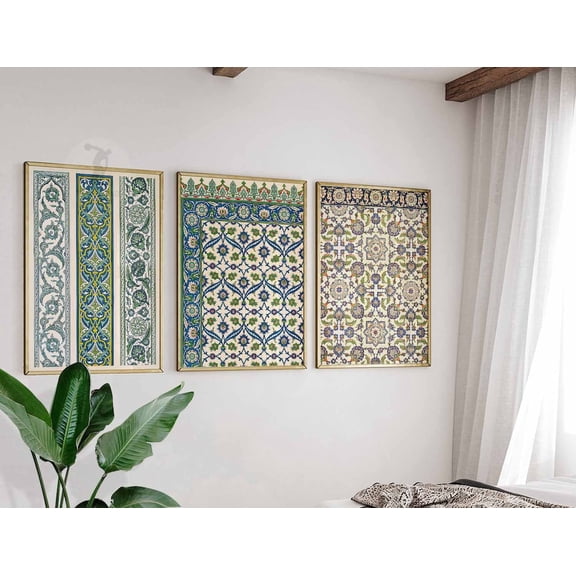 Arabic Prints Islamic Wall Art Islamic Decor Arabic Decor Middle Eastern Mughal V2 Set 3 Stretched Canvas 16x24