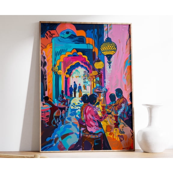 Arabic Shisha Bar Art Print, Middle Eastern Decor, Poster Only