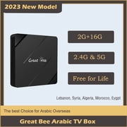 Great Bee Arabic TV Box 2+16G Smart TV Box, Free for Life, 2.4G and 5G WIFI , 4K Set Top Boxes