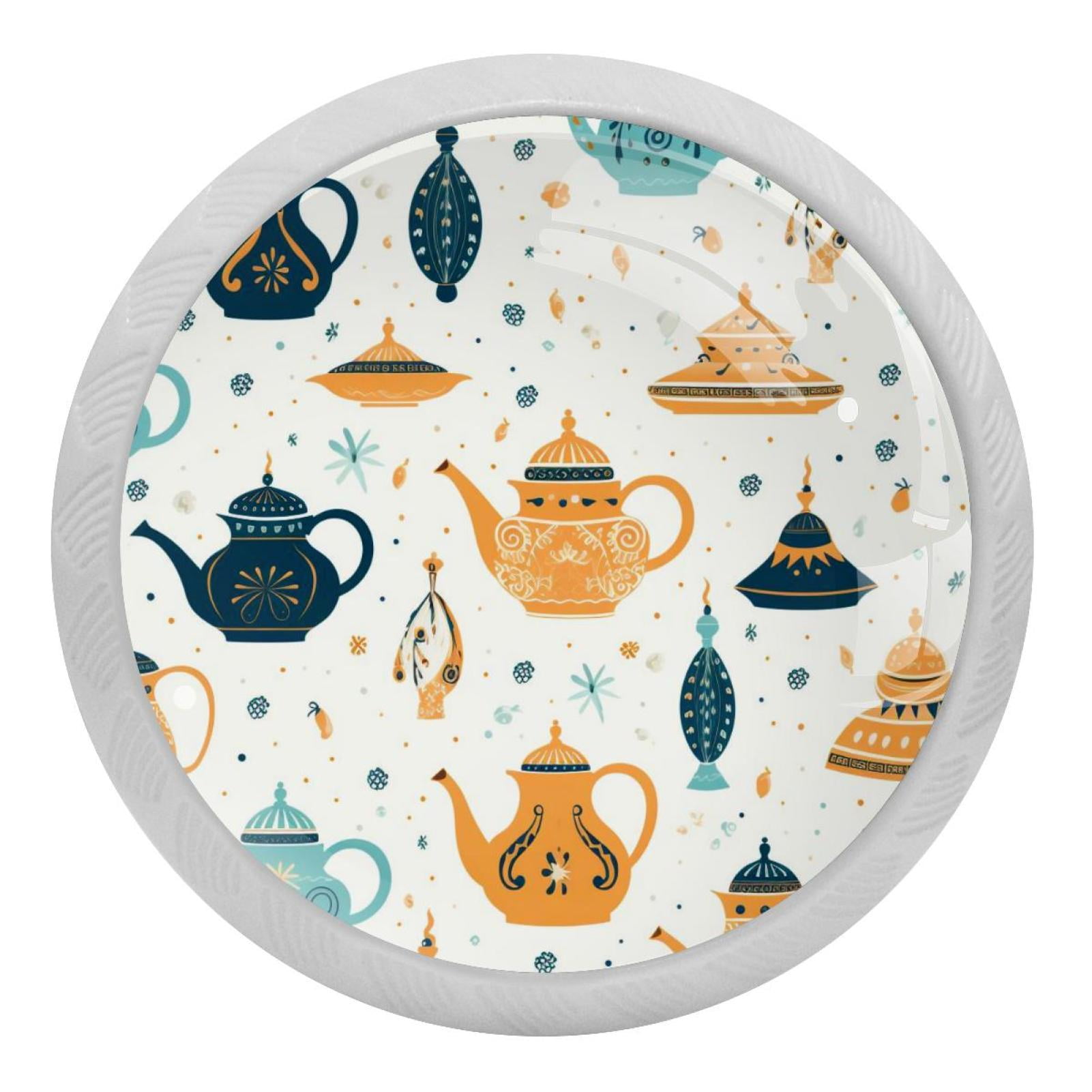 Arabic Teapot Crystal Knobs with Screws 4Pack Round Fluorescent