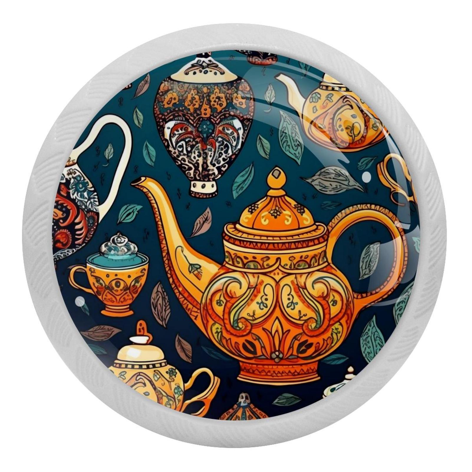 Arabic Teapot Crystal Knobs with Screws 4Pack Round Fluorescent