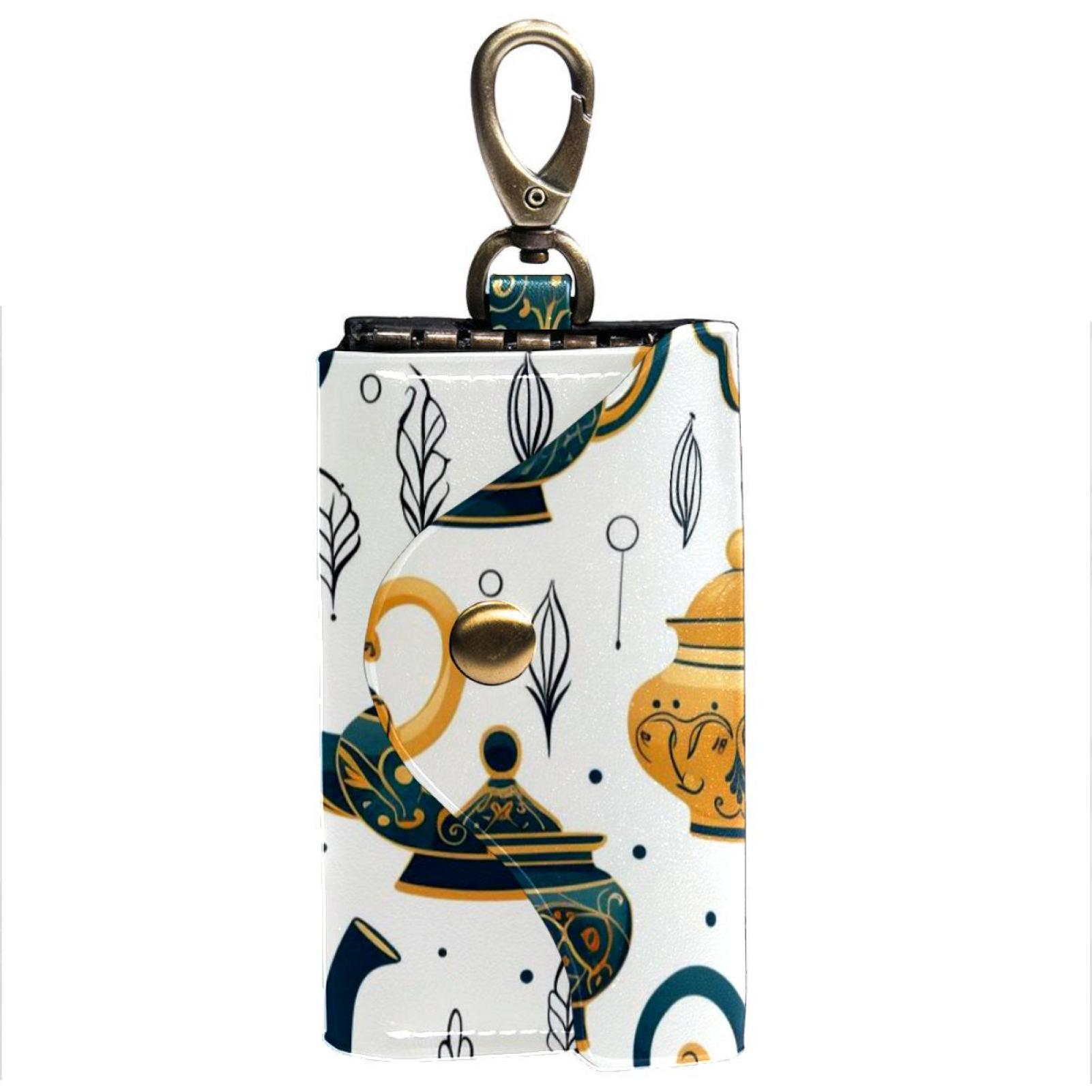 Arabic Teapot Key Wallet Organizer Holder Case with 6 Hooks and Side