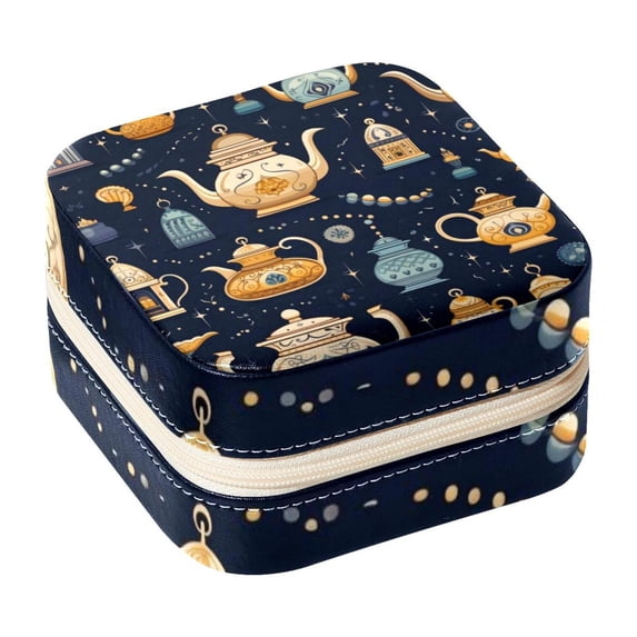 Arabic Teapot Travel Portable Square Jewelry Organizer with Storage Box | Jewelry Display and Box for Rings, Earrings, Necklaces, Bracelets - Suitable for Girls and Women