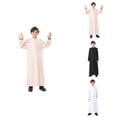 thumbnail image 1 of Arabic Thobe Kaftan Long Sleeve Crew Robe for Teenage Boys & Men Big Tall - Embroidered Robe Set for Arab Children's Wear, 1 of 9